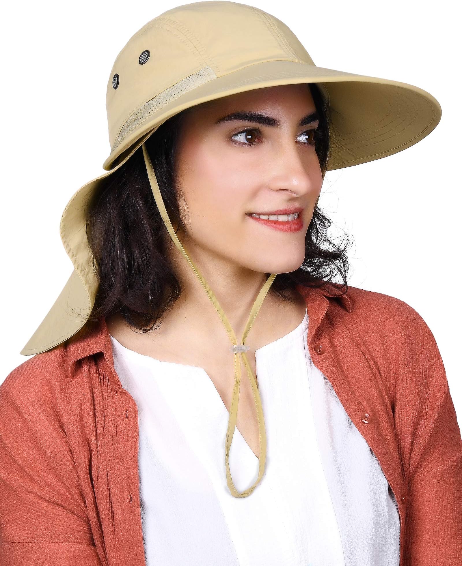 Wide Brim Hiking and Fishing Hat with Neck Flap Sun Protection UPF 50+ Outdoor Safari Gardening Hats for Women