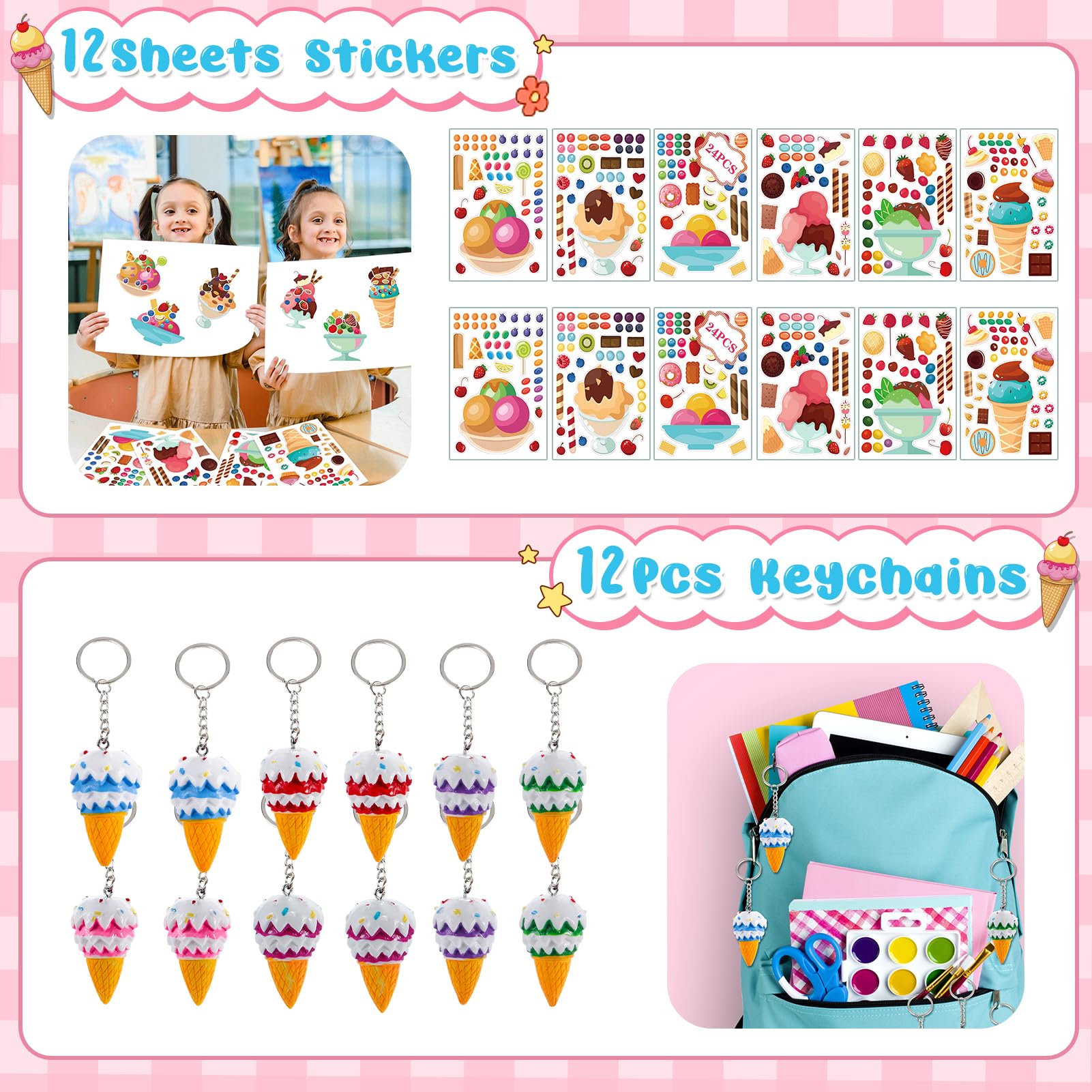 Set Bomboniere Artistiche Per Bambini – 121 Pezzi Con Adesivi, Tatuaggi, Braccialetti, Mini Quaderni E Portachiavi - 3