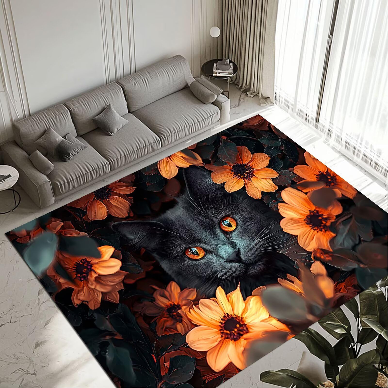 Tapis Cat lavable tapis de salon chambre adulte 70x140cm imperméable