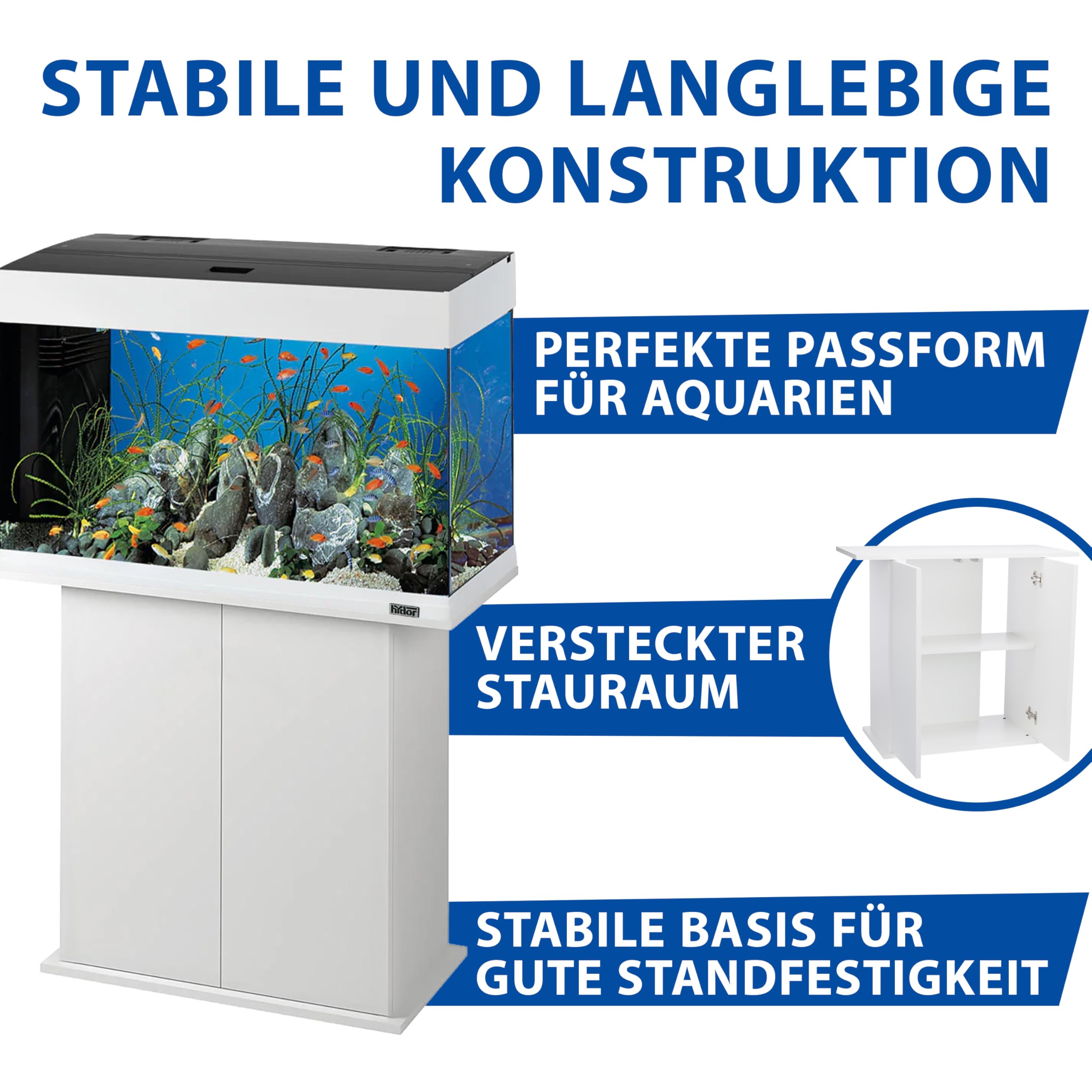 Ferplast Mobile supporto per acquario STAND DUBAI 80 con ante e ripiano, Piedini regolabili, Piano resistente all'acqua, 81 x 36 x h 73 cm, Legno Bianco