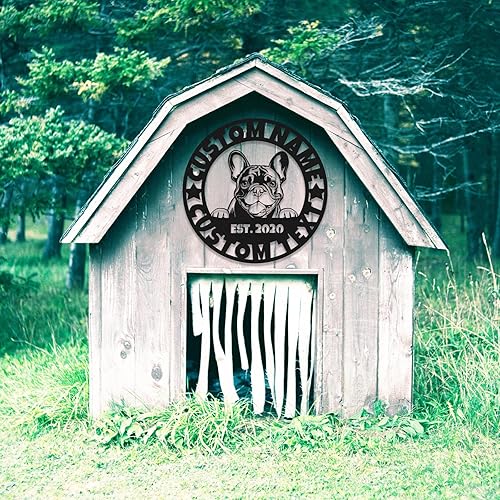 Miniatura 4 de Letrero de metal personalizado para pared, regalo personalizado de bulldog francés, decoración personalizada de casa de perro y letrero de dirección