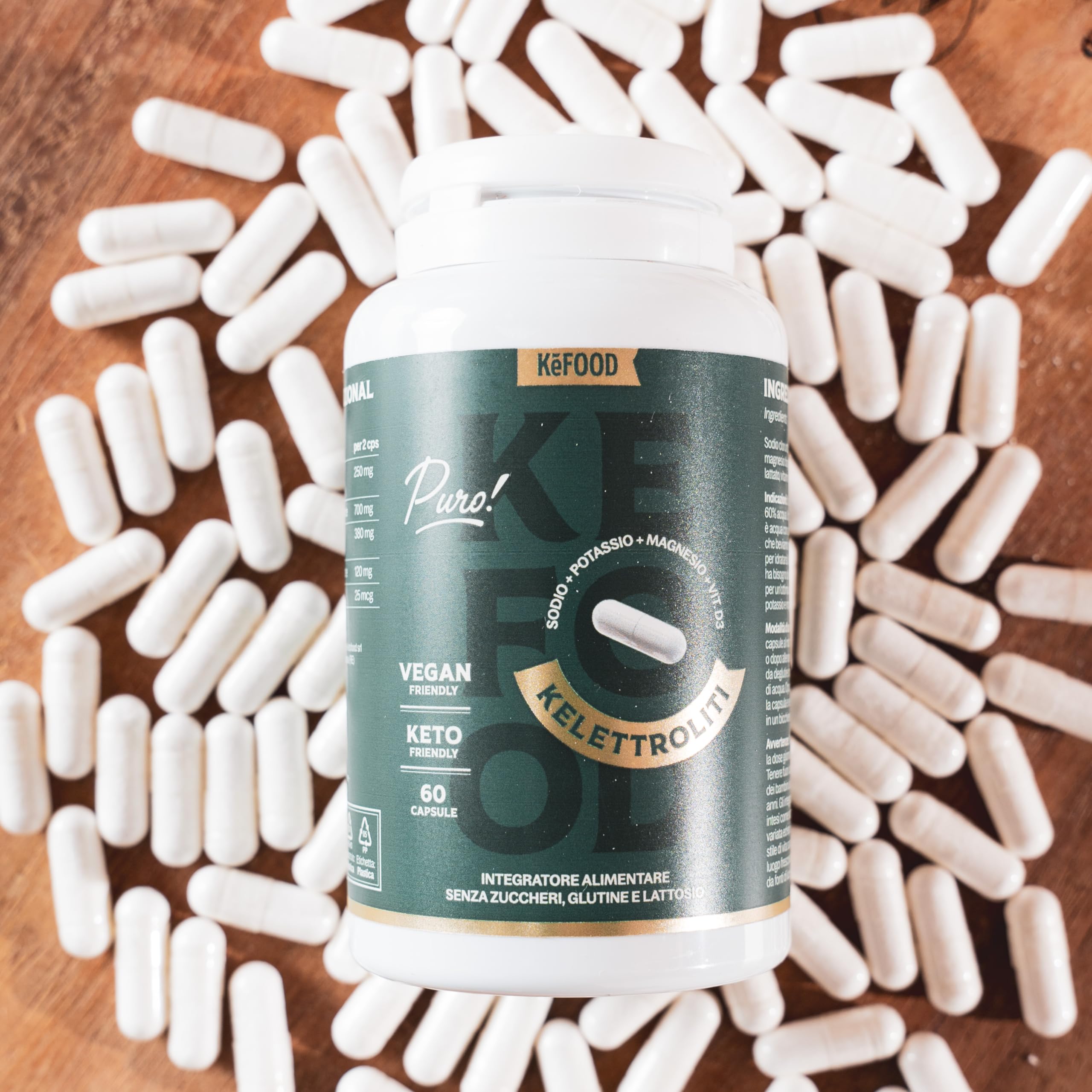 Elettroliti in Capsule - Magnesio Malato, Potassio, Sodio - Integratore per Dieta Cheto, Low Carb, Paleo e Performance - 60 Capsule - kefood