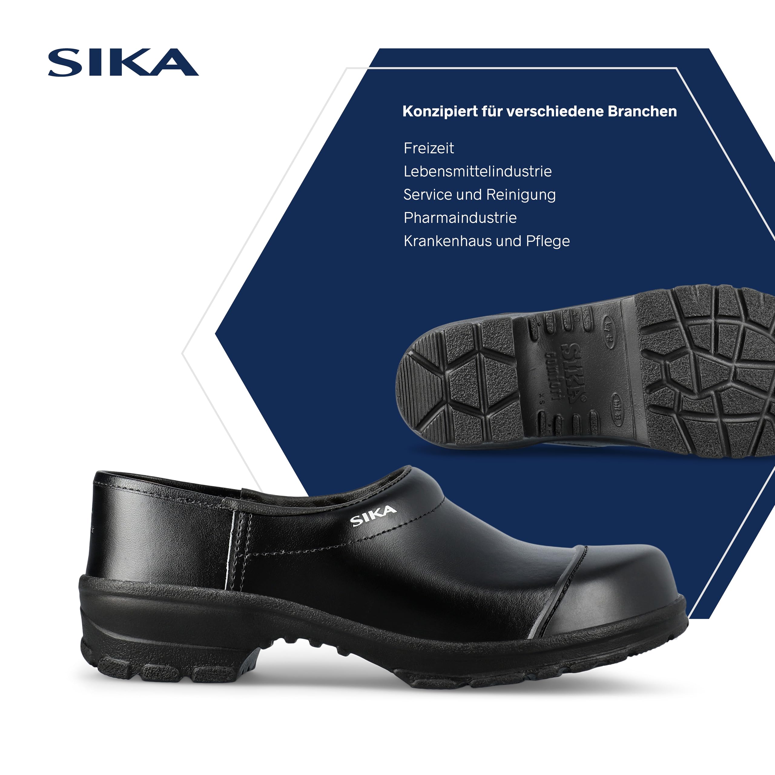 SIKA Unisex-Komfortclog mit ProNose, breitem Holzfußbett, rutschfesten medizinischen Clogs,Permair-Leder,stoßdämpfendenSicherheits-Arbeitsclogs für die Lebensmittel-,Reinigungs-&Dienstleistungsbranche