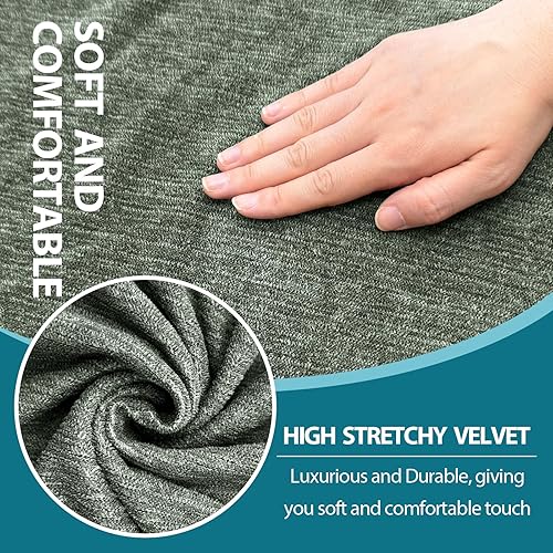 Miniatura 3 de Fundas para sofá de 4 piezas con cojines en forma de T, fundas elásticas para muebles con 3 fundas individuales de cojín en forma de T, lavables a