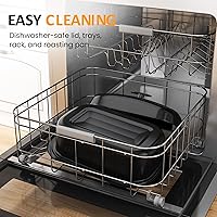 Vista 7 de Sunvivi 24 QT Electric Roaster Oven with Self-Basting Lid, 3 Compartments, and Keep Warm Function, Full-Range Temperature Control (150-450°F)