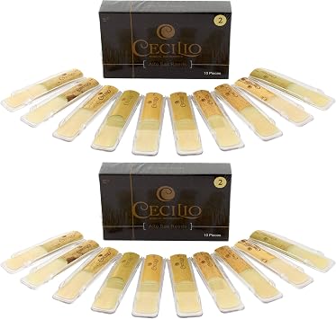 Cecilio Alto Saxophone Reeds 2.0-20 Reeds with Individual Cases for Bright Tone Strength 2.0, Affordable Value & Beginner-Friendly Practice