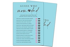 25 PCS Fun Guess Who Mom or Dad Sky Blue Game Cards