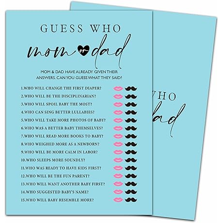 25 PCS Fun Guess Who Mom or Dad Sky Blue Game Cards