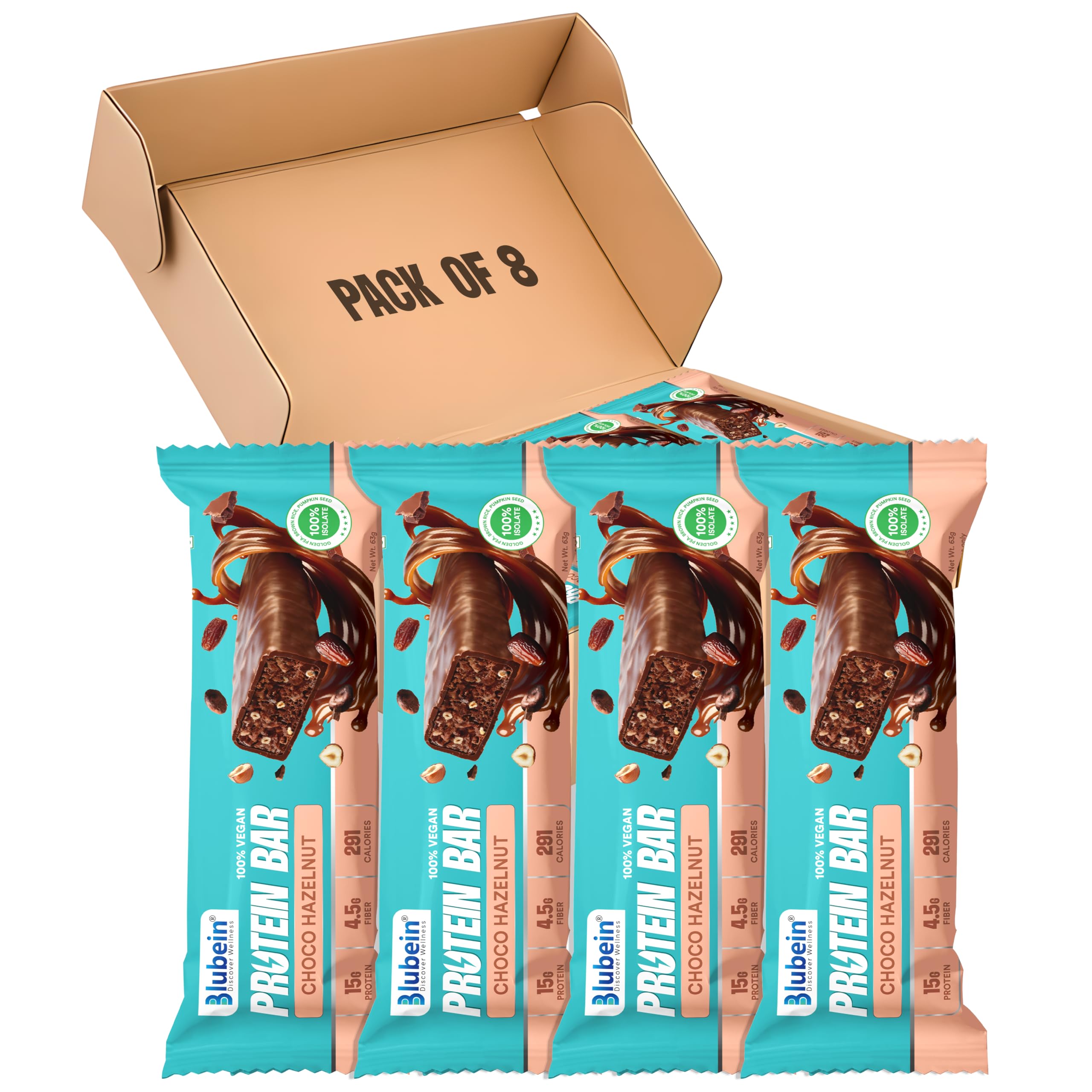 Blubein Protein Bar - Choco Date Delight, 15g Plant Protein, Protein bars without sugar, No Gluten or Soy, No Palm Oil, Made with 100% Natural Ingredients & No Preservatives, Non-GMO | 63g Bar — Amazon image 19