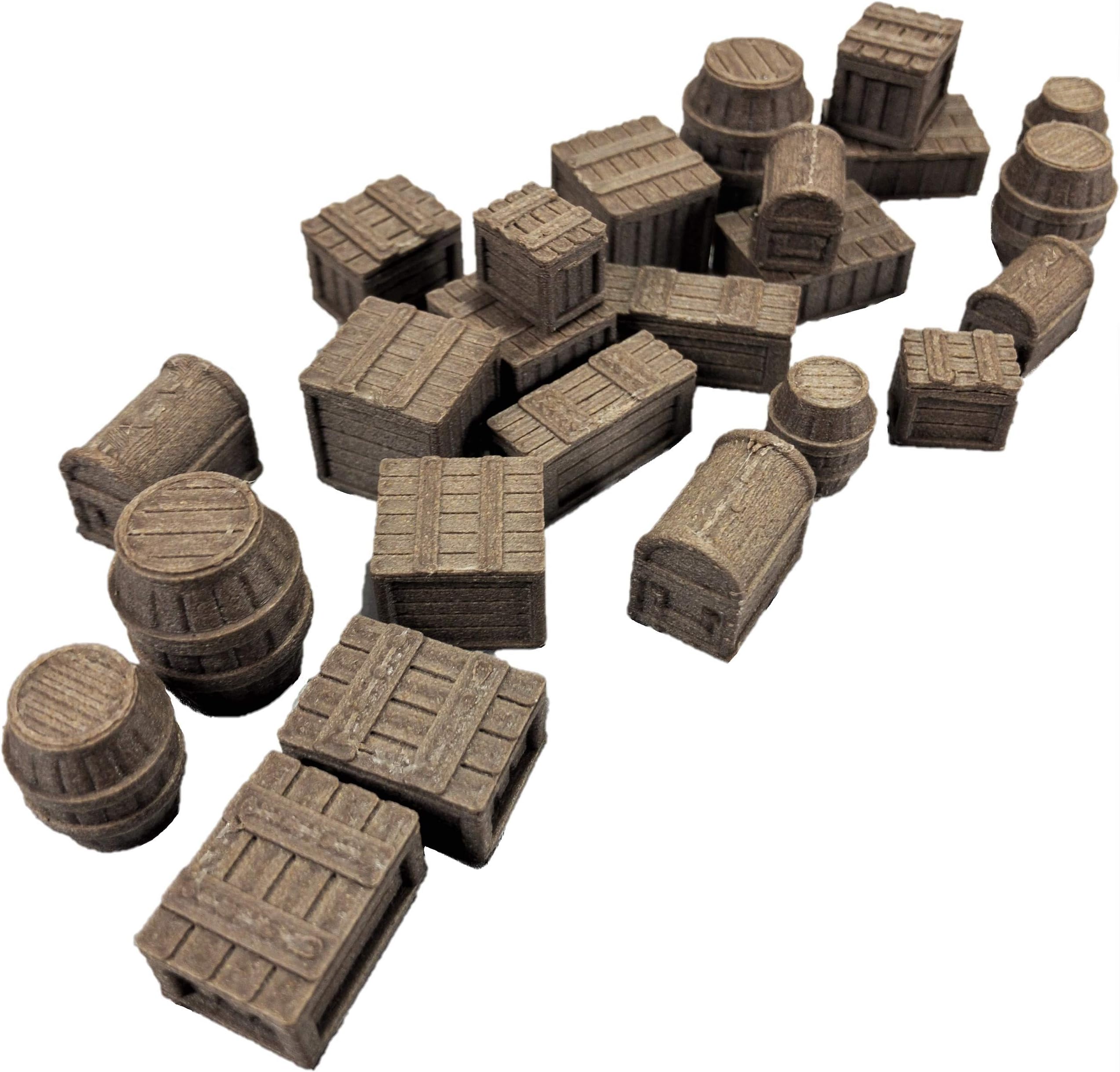 Tawny Crates, Barrels and Chests - 28mm Gaming Terrain