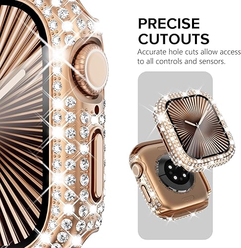 Miniatura 3 de KADES Paquete de 3 fundas brillantes compatibles con Apple Watch de 45mm con diamantes completos con protector de pantalla integrado para Apple