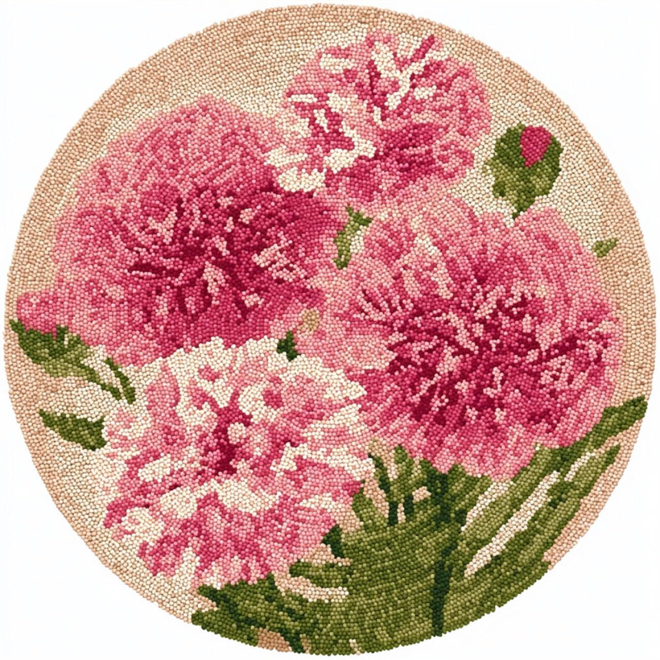 Kitquiver Rug Latch Hook Craft Kits Pink Carnations 100x100cm