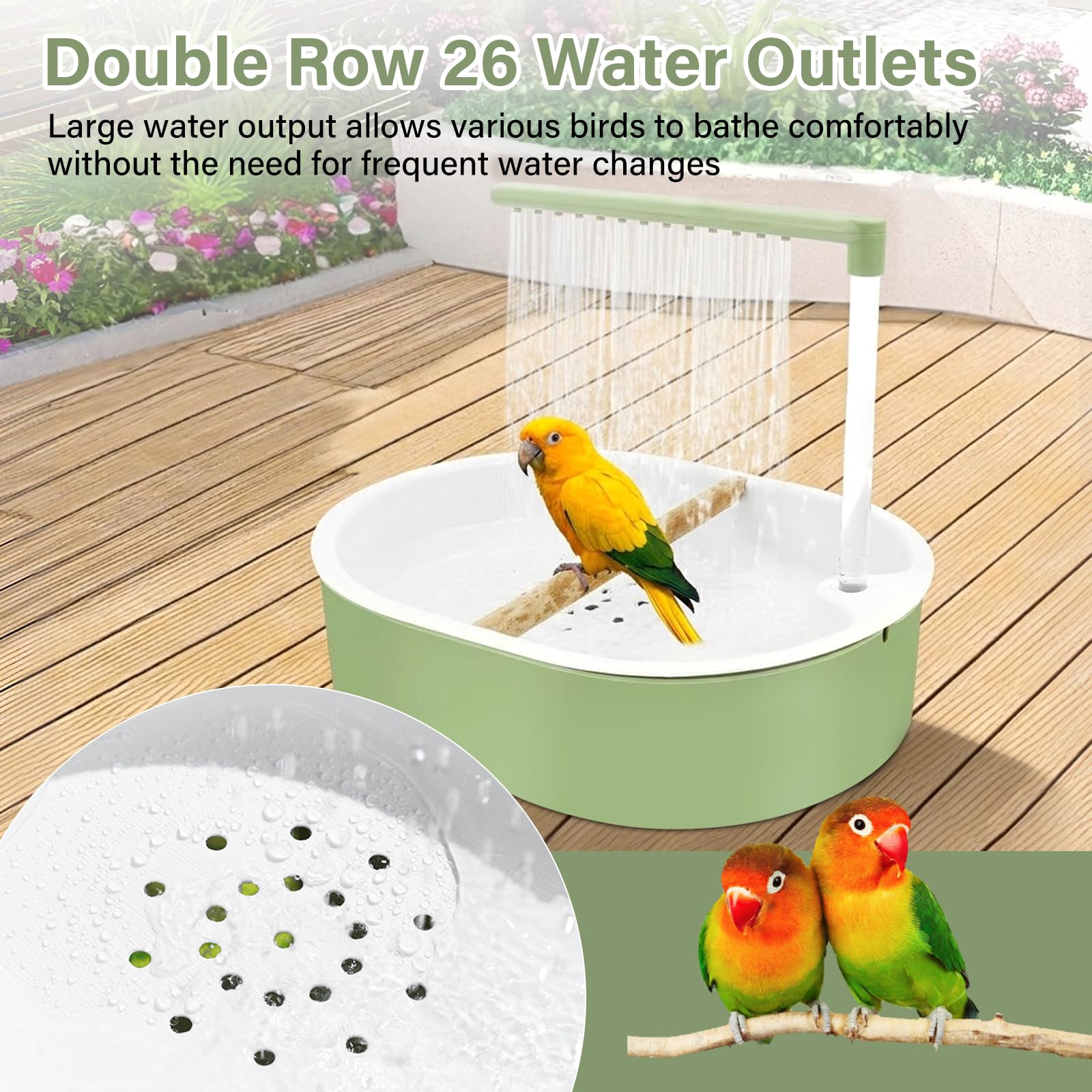 Baño automático para pájaros, ducha multifuncional para aves con sistema de circulación, ducha para periquitos, para pájaros pequeños, funcionamiento por USB, diversión en el baño para mascotas