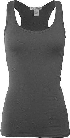 Bozzolo Womens Basic Cotton Spandex Racerback Solid Plain Fitted Tank Top