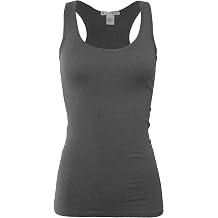 Bozzolo Womens Basic Cotton Spandex Racerback Solid Plain Fitted Tank Top