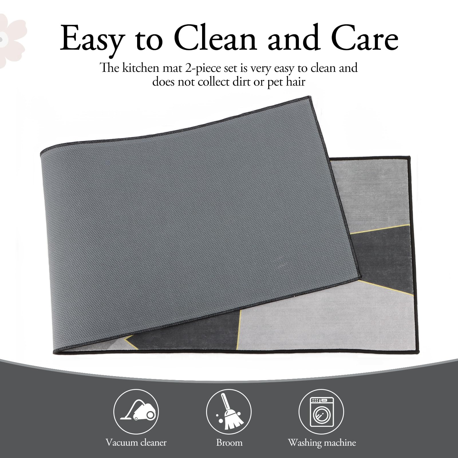 7VSTOHS 2 Pièces Tapis Cuisine, Tapis De Cuisine Lavable, Absorbe L'eau
