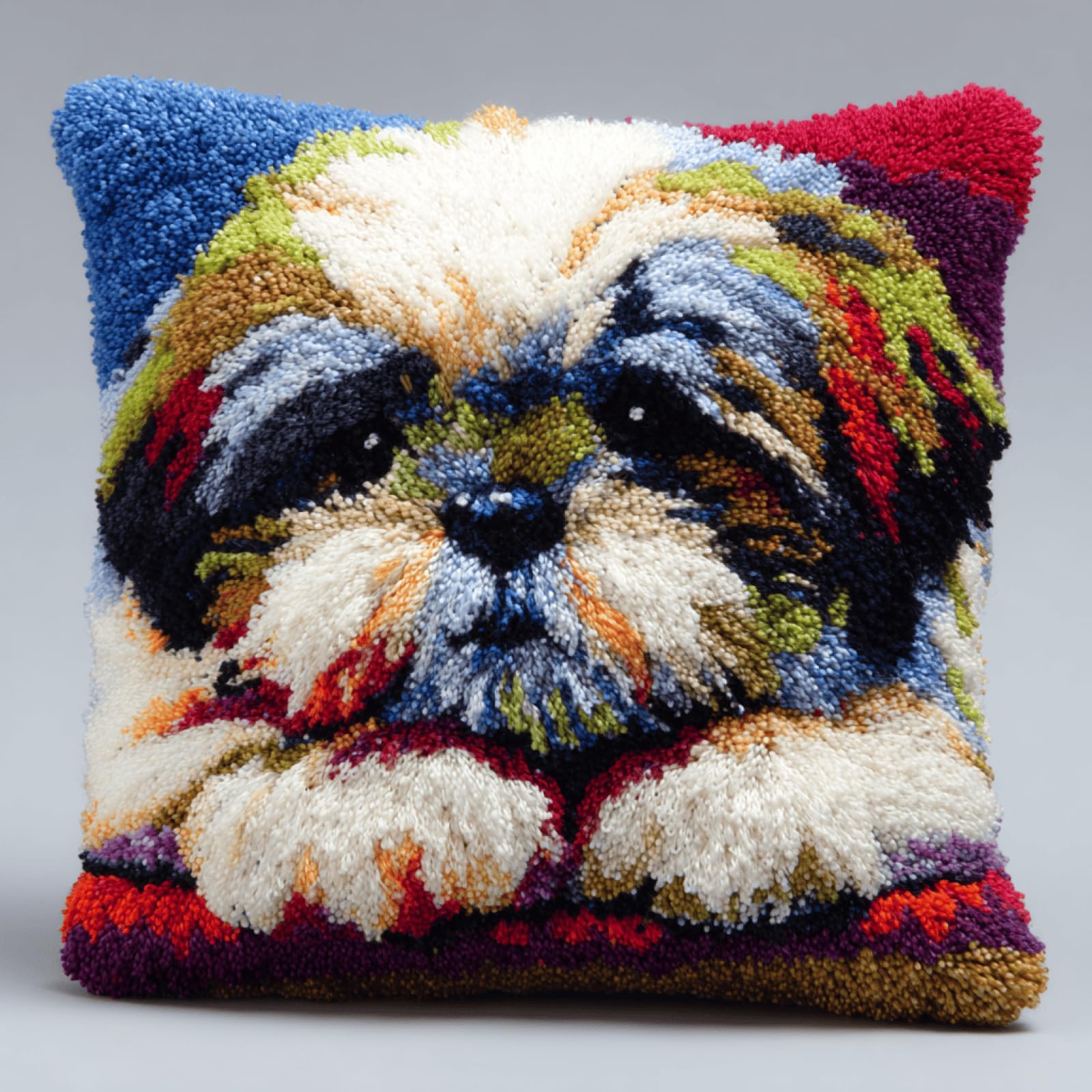 kitphoenix DIY Latch Hook Cushion Kit for Adults Shih Tzu