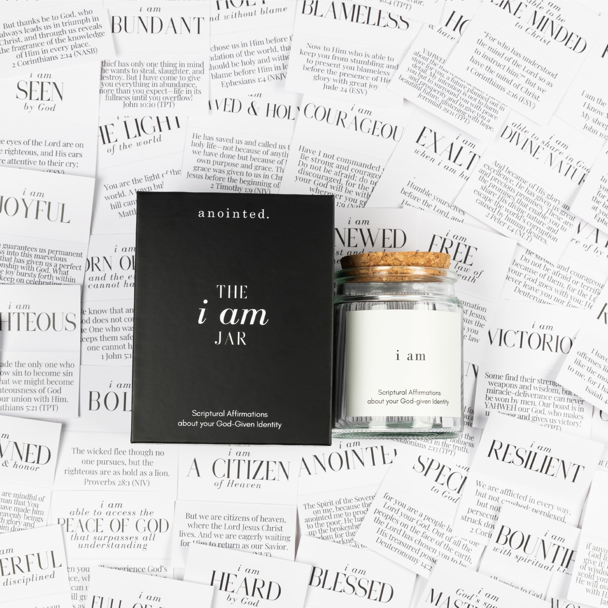 anointed. The i am Jar, 60+ Scripture Affirmation Cards and Bible Verse Jar, Christian Gifts for Faith Encouragement, Religious Gift, Daily Devotional Prayer