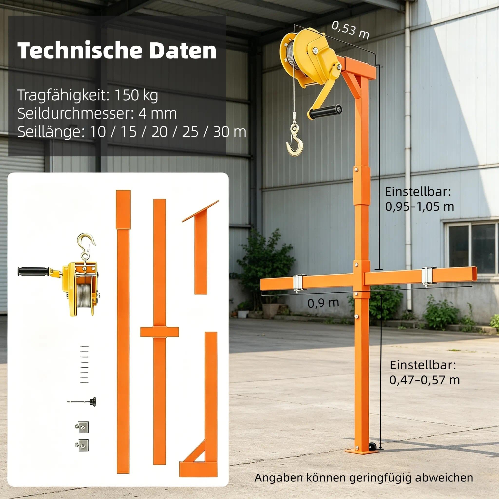 Hebewerkzeug FüR Die Installation Von Klimaanlagen, KlimageräT Hebewerkzeug Mit Seilwinde, HebekräNe For Klimaanlagen, Kleiner Hebekran Mit Handwinde(15)
