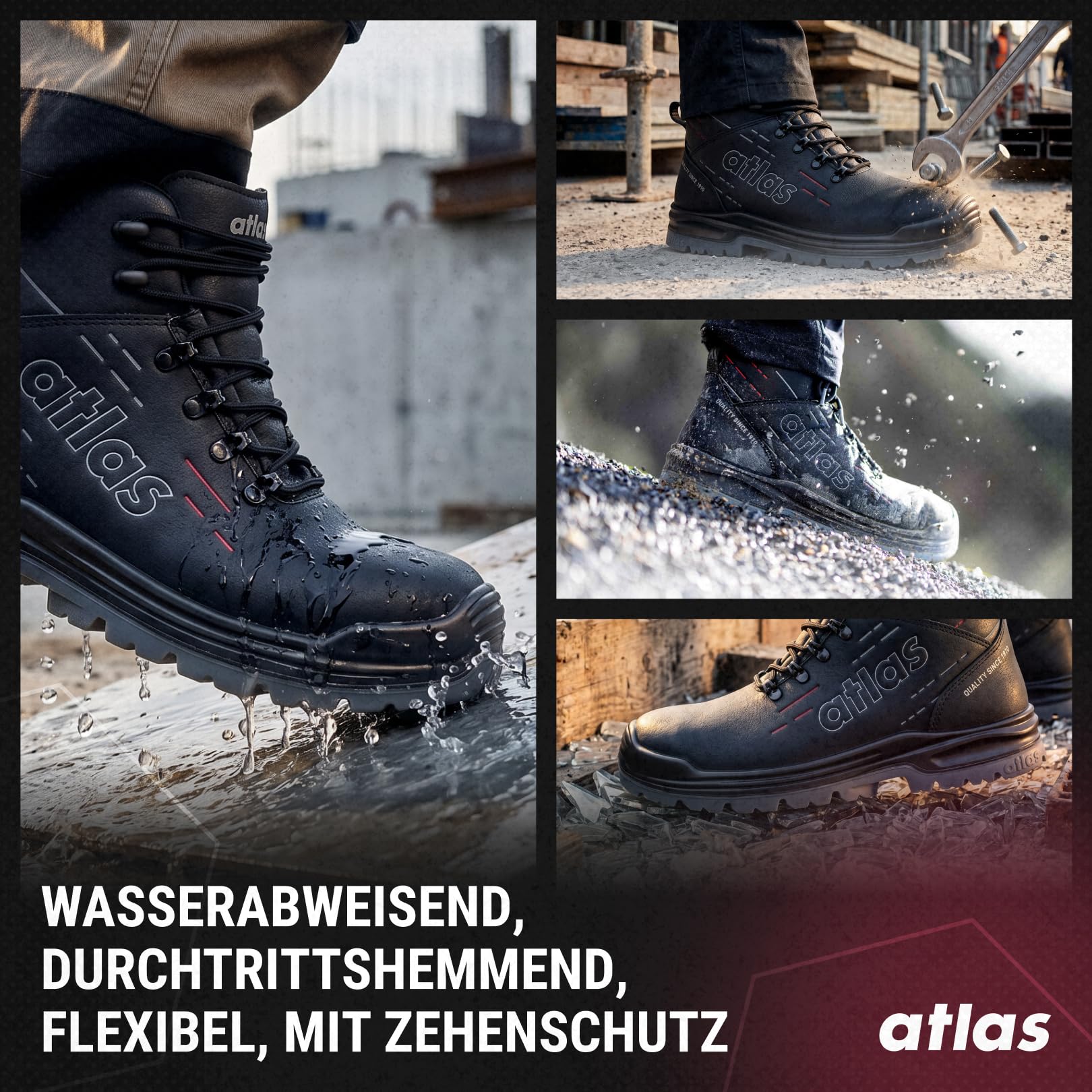 Atlas MAX 510 PRO S3S Sicherheitsschuh Weite 10, Stahlkappe, XP Durchtrittschutz, wasserdicht, rutschhemmend, BAU & Outdoor, ProTraX