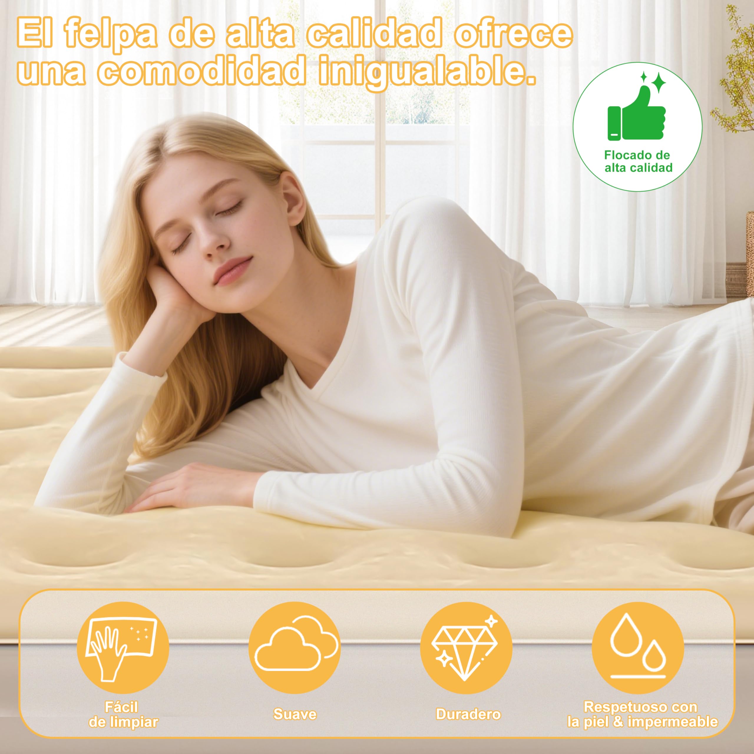IEEILULU Colchón Hinchable con Bomba Eléctrica, Rápido Inflado y Desinflado, Portátil Cama de Aire con Almohada y Función de Luz Nocturna, Camas hinchables para el Hogar, Viajes y Camping (Doble)