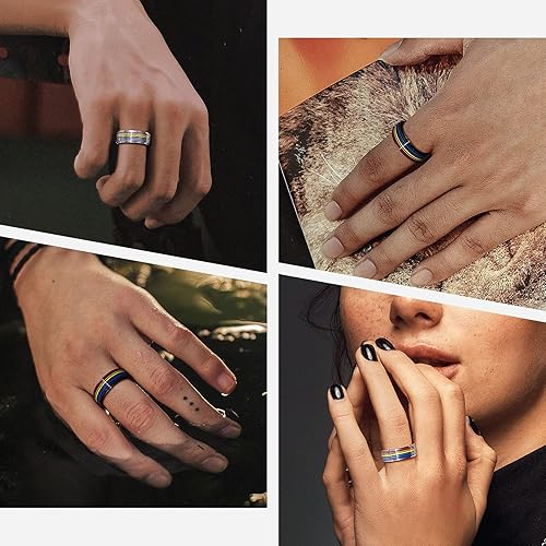 Miniatura 3 de Anillo giratorio LGBT de acero inoxidable con diseño de arco iris Love is Love Gay Lesbians Pride Jewelry Anillos para hombres y mujeres, tamaño