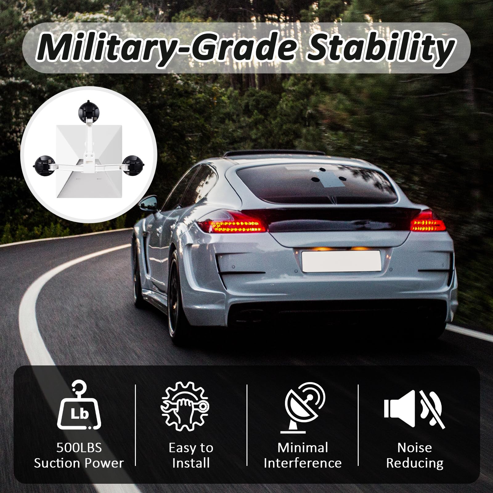 Starlink Mini support de voiture – Ventouse industrielle pour camping-cars, bateaux et voyages – Signal stable et coupe-vent de 120 km/h