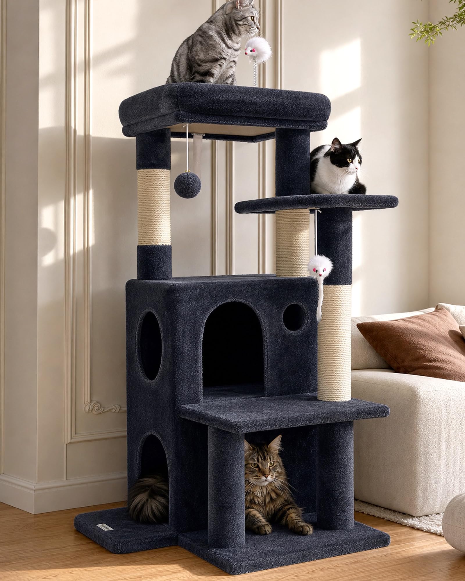 Globlazer Cat Tree Tower for Indoor Cats Large Adult, FC50, Dark Grey