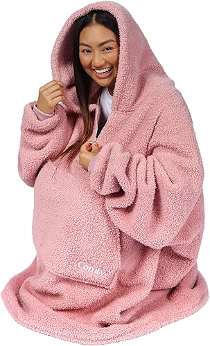 Miniatura 4 de THE COMFY - Manta sherpa usable de gran tamaño, cierre de cremallera de 14, diseño osito de peluche de color café, tanque de tiburón color azul