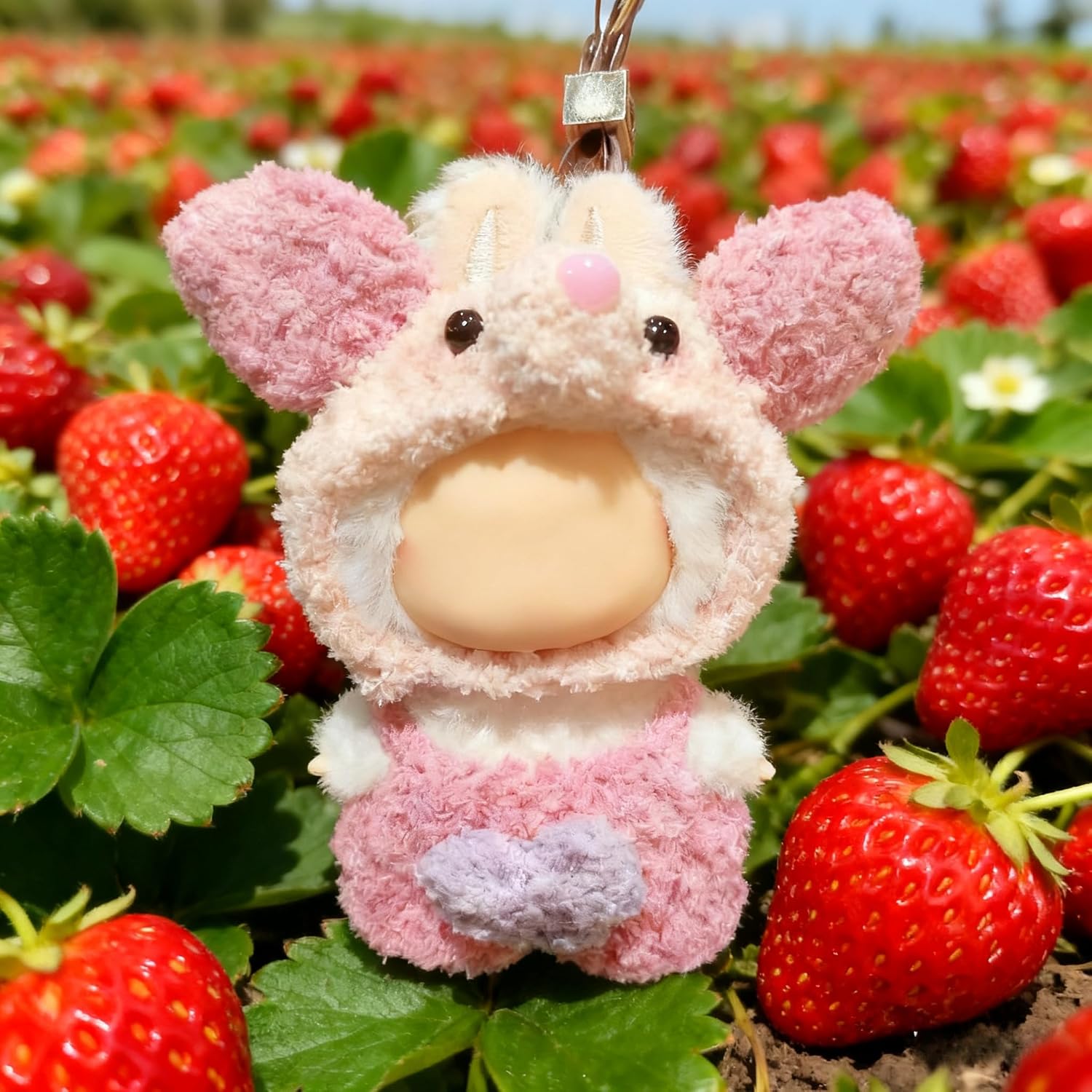 2-Pack Pink Crochet Outfits for 4th Gen Mini 10cm Dolls – Pig & Bear-Themed Costumes Compatible with Labubu