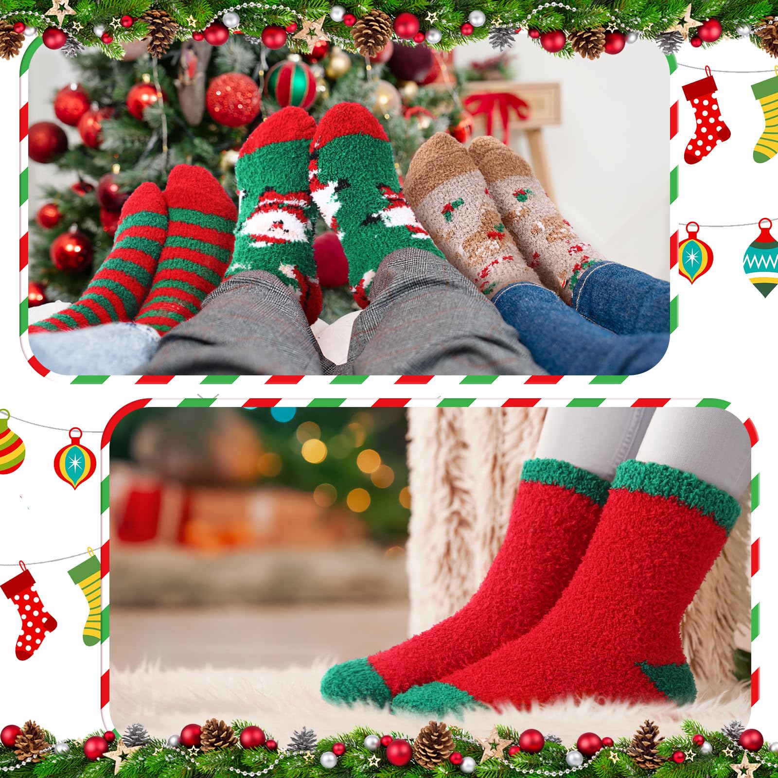 12 paia di calzini natalizi sfocati con calendario dell'avvento 2024, set di calzini unisex per adulti con conto alla rovescia di 12 giorni, regalo colorato, soffici e caldi, per feste di Natale