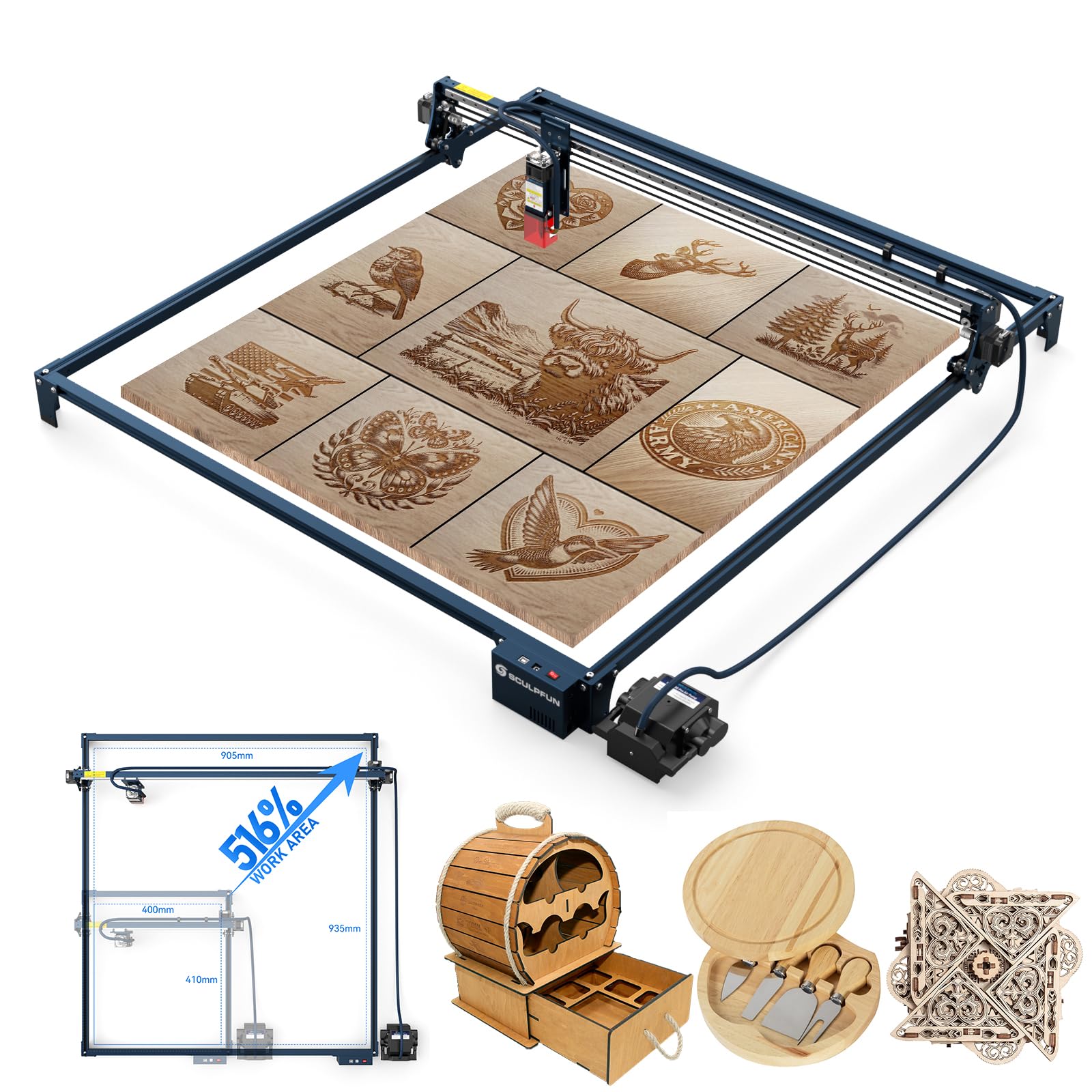 SCULPFUN S10/S30 Serie 935 x 905 mm graveerbereik uitbreiding geschikt