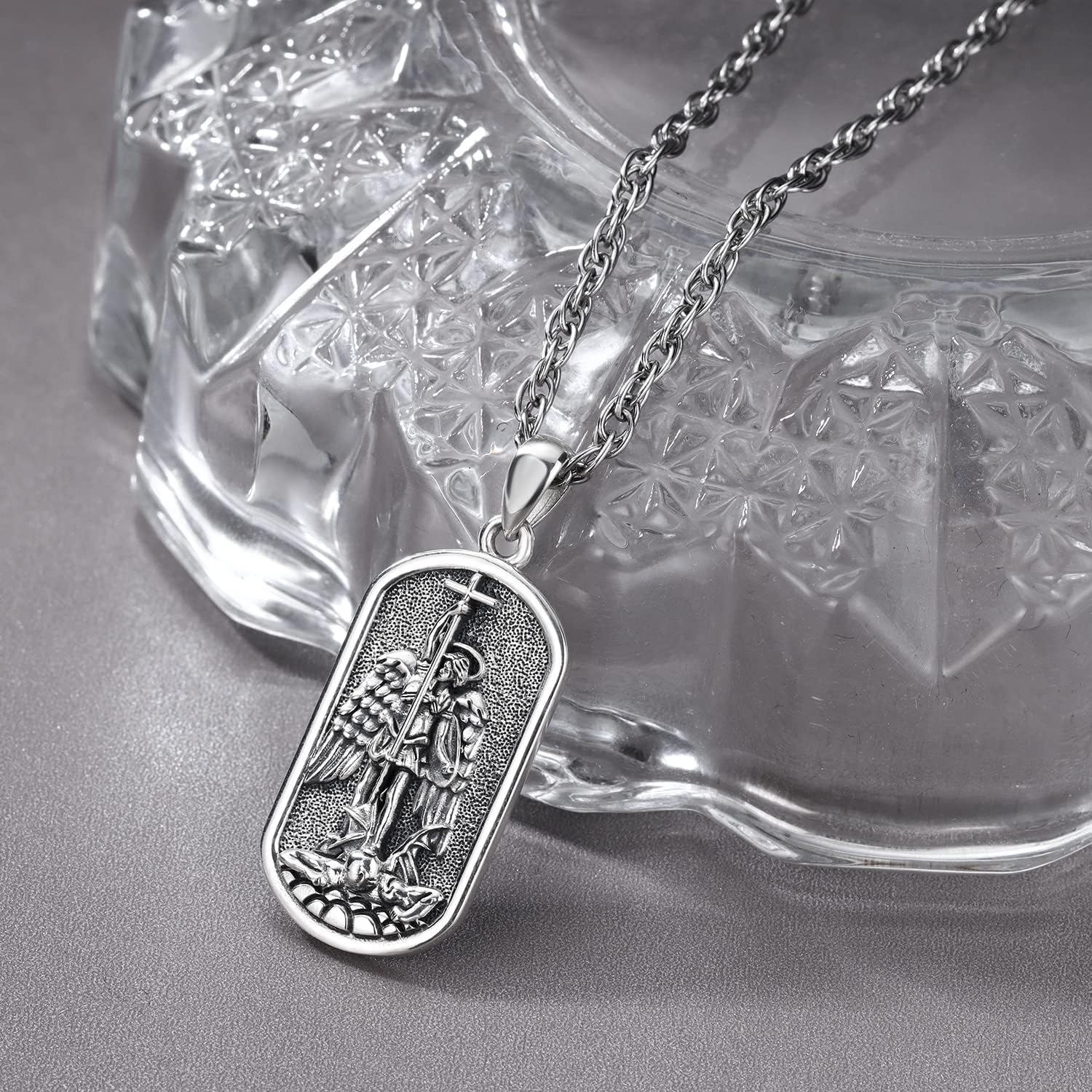 Odinstone 925 Sterling Silver St Michael/St Christopher/St Benedict/Jesus Crucifix/St Uriel/Archangel Raphael Medal Necklace for Men Women Religious Amulets Jewelry Gifts - Image 2