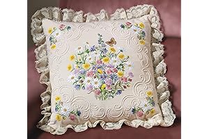 Janlynn Candle Wicking Embroidery Kit: Wildflowers and Butterfly Pillow 14" x 14"