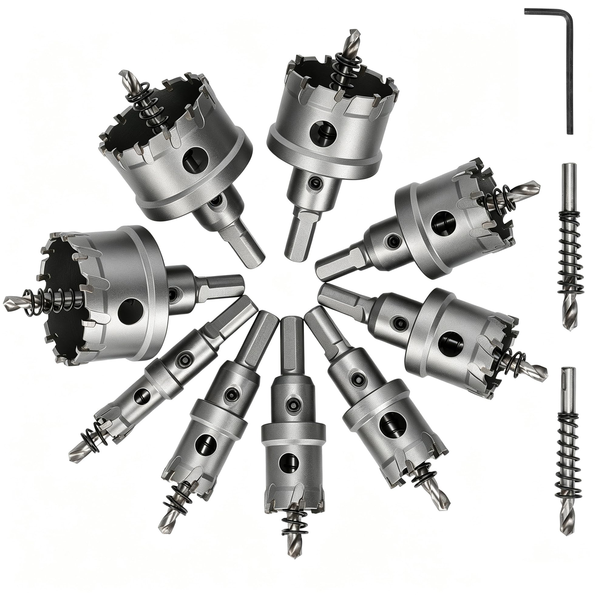 Juego de 9 sierras de carburo de 16-53 mm brocas de metal TCT sierra de agujero de carburo de tungsteno con punta de cortador de agujero Kit de cortador