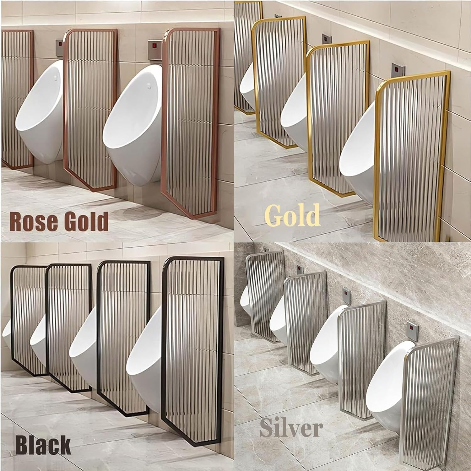 Wall-Mounted Urinal Privacy Screens for Men, Translucent Glass Toilet Partitions, Translucent Glass Partition Dividers, Stylish Room Dividers for Bathrooms, Hotels(Rose Gold,1pcs)