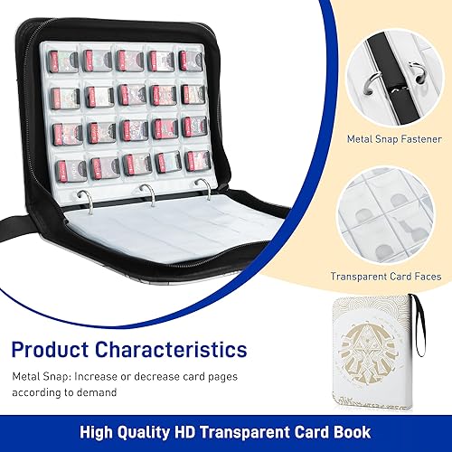 Miniatura 2 de 300 Pockets Card Holder for Zelda Amiibo Card, NFC Tag Switch Game Cards Book with Graded Card Sleeves Binder Sheets, Cartridge Organizer Mini Card