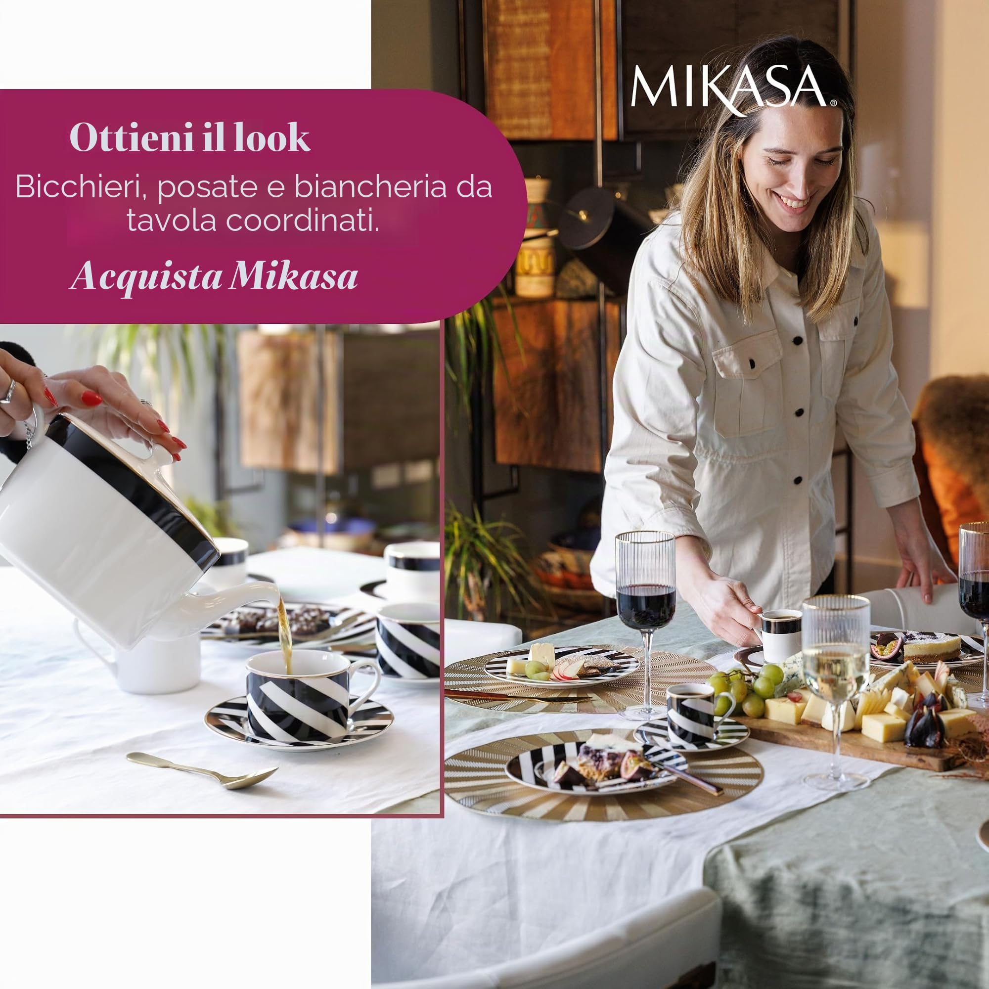Mikasa Luxe Deco - Tè in porcellana fine, 500 ml, in confezione regalo