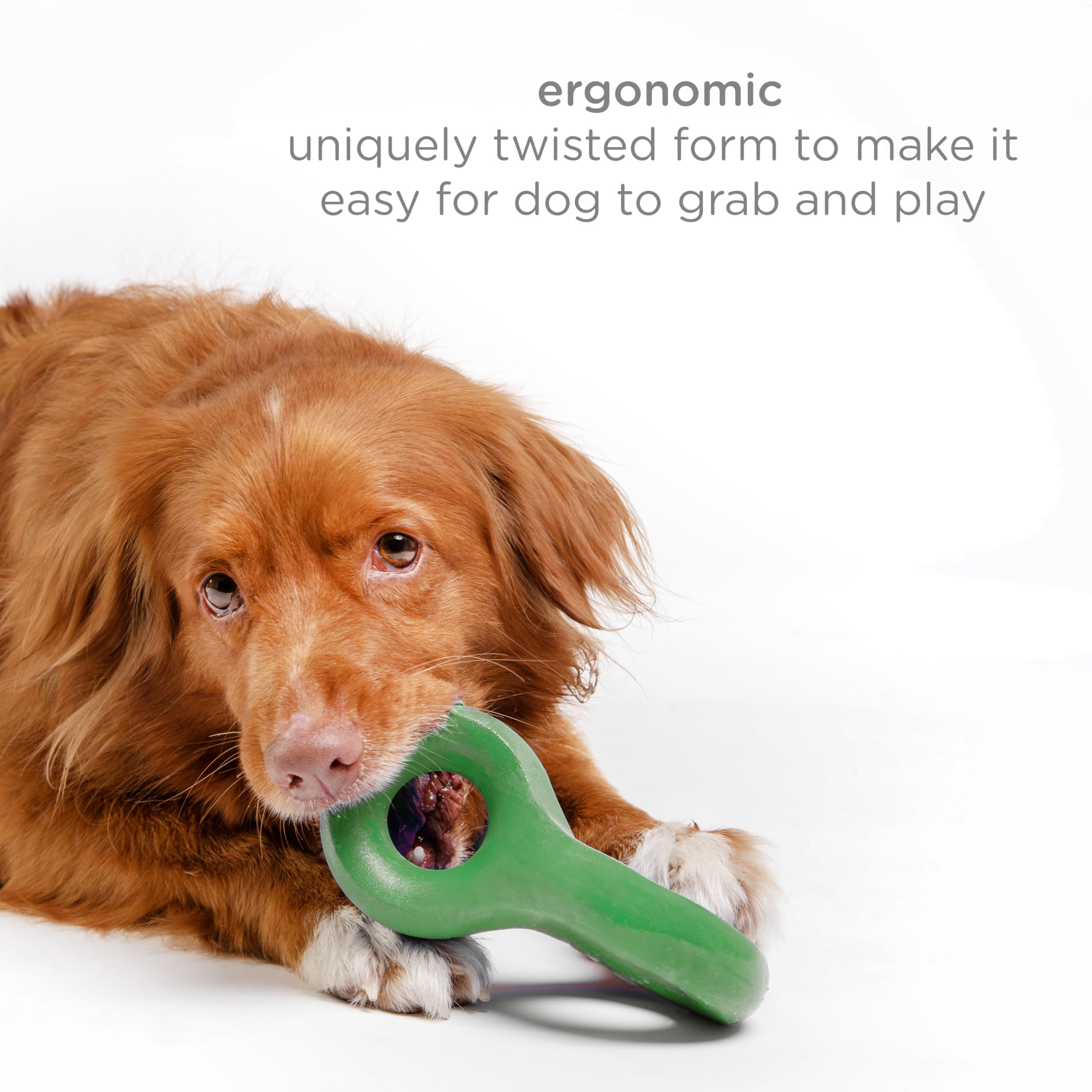 Ubbi Chomp Toy for Medium to Large Dog Breeds, Durable Natural Rubber, Green
