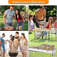 Vista 7 de Cesta para parrilla, 2 unidades, cesta para parrilla de barbacoa, cesta rodante, accesorios de parrilla para parrilla al aire libre, cestas