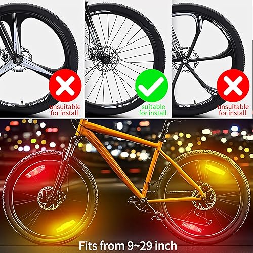 Miniatura 3 de Luces de rueda de bicicleta recargables, luz de radios de bicicleta, resistente a la intemperie, luces de bicicleta para adultos y niños, 7 colores
