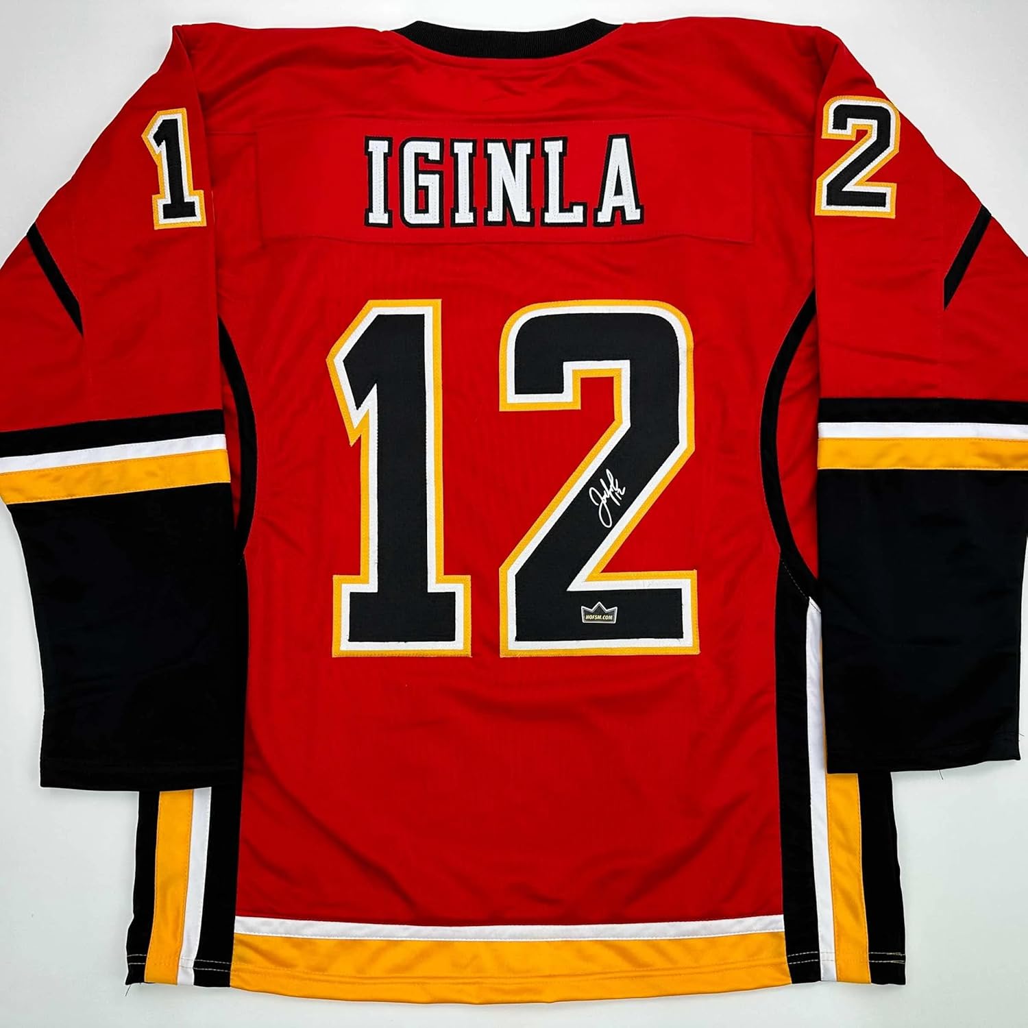 Facsimile Autographed Jarome Iginla Calgary Red Reprint Laser Auto Hockey Jersey Size Men's XL