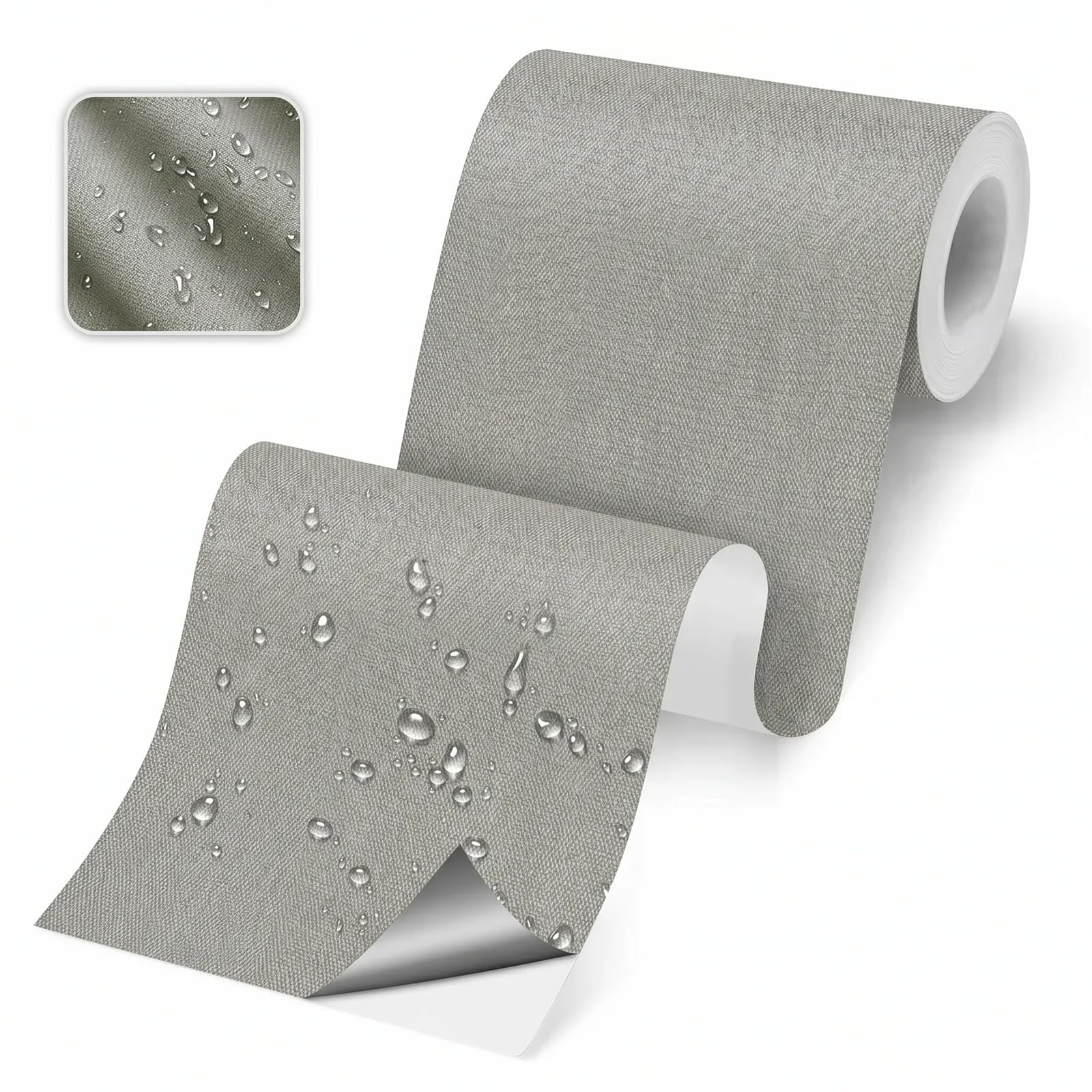 Skystuff Self-Adhesive Canvas Repair Tape, Heavy Duty Waterproof Fabric Repair Patches for Sofa, Chair, Awning, Tent, Clothes, Camping Outdoor Gear, Instant Strong Fix, 10x200cm, Grey