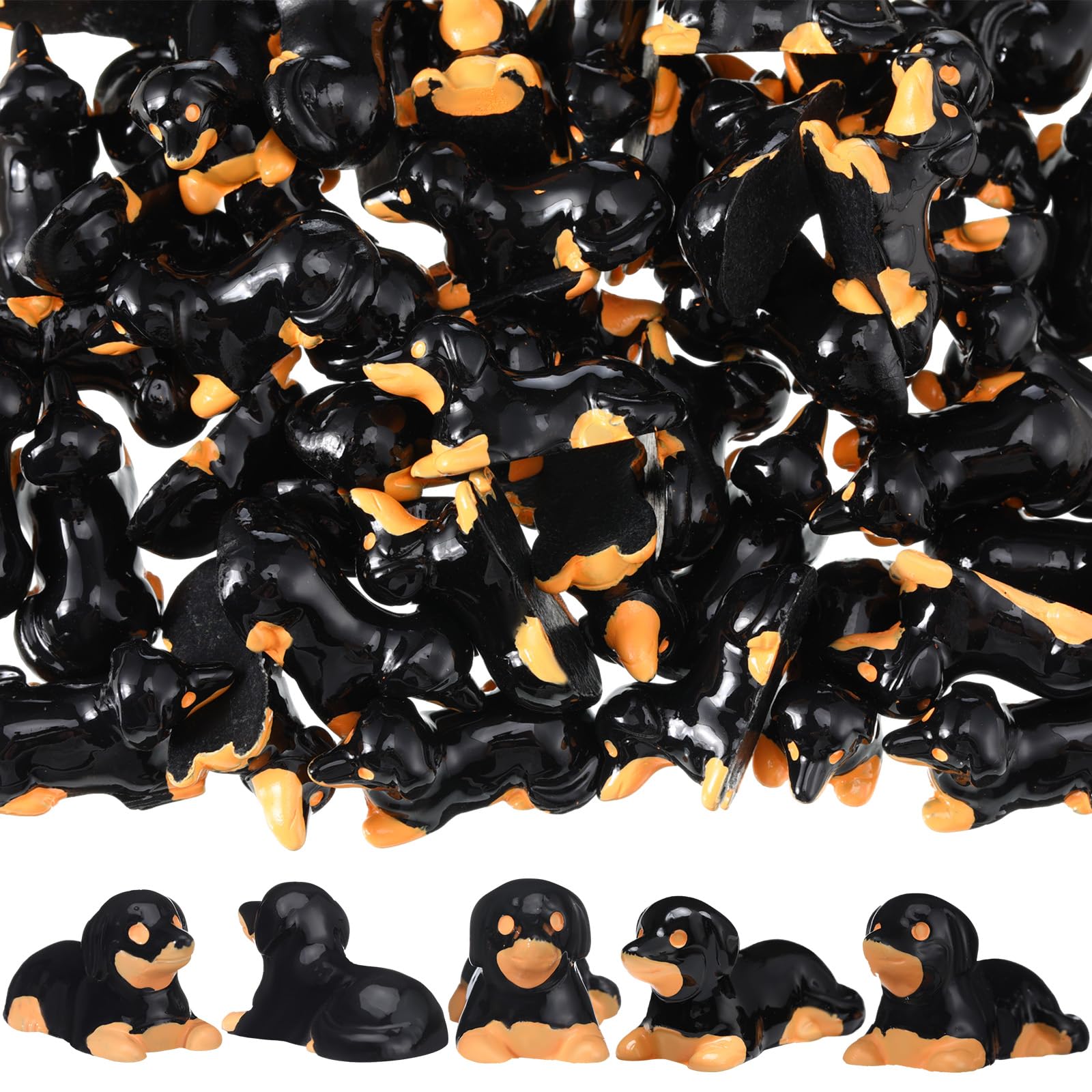 Figurines de teckel en résine pour maison de poupée, lot de 50 pièces miniatures décoratives
