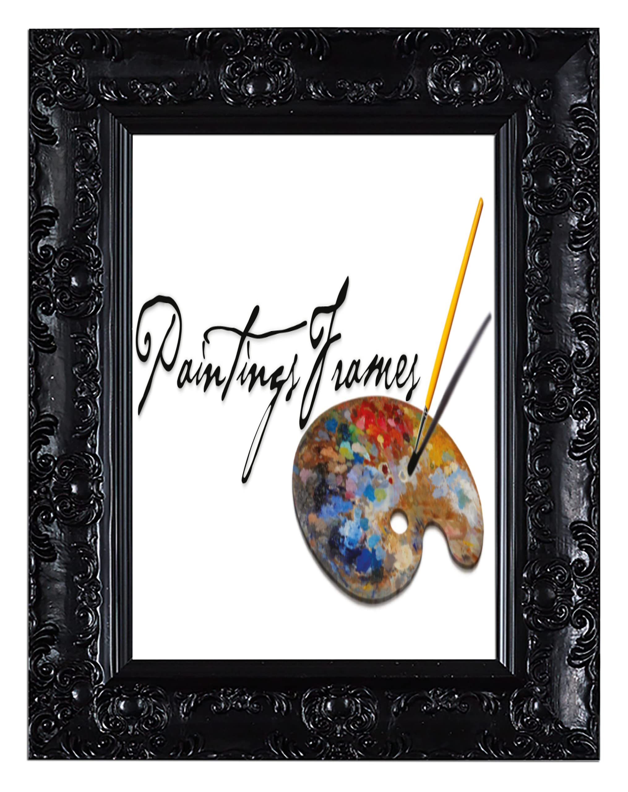 Paintings Frames WIDE Ornate Shabby Chic Antique swept Gold/MUSE Picture/Photo/Poster frame – Ready to hang - With a High Clarity Styrene Shatterproof Perspex Sheet – Muse Black - A3