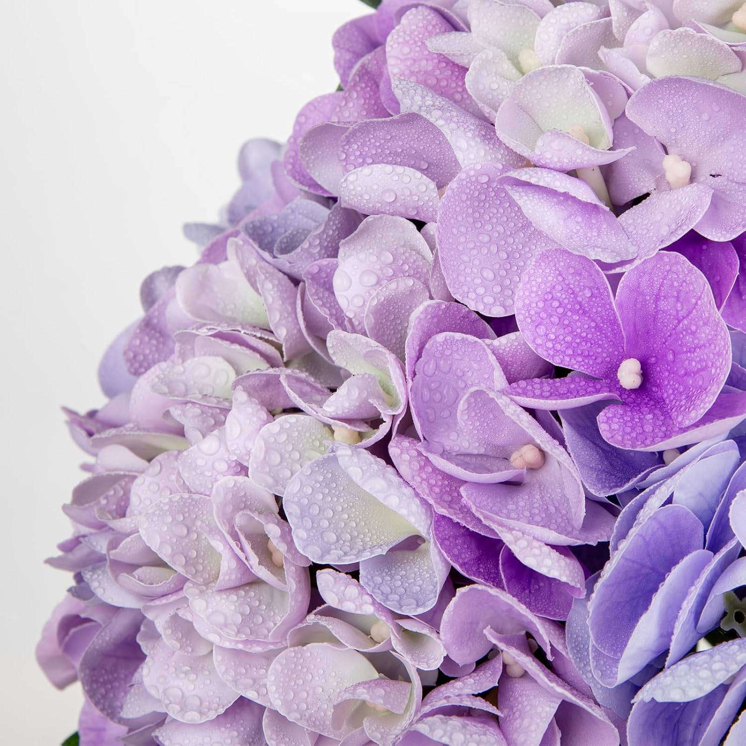 Hollyone Purple Hydrangea Artificial Flowers in Vase Latex Real Touch Large Faux Hydrangea Flowers Arrangements Hydrangeas Fake Flower with Glass Vase with Faux Water for Table Centerpiece Home Decor - Image 2