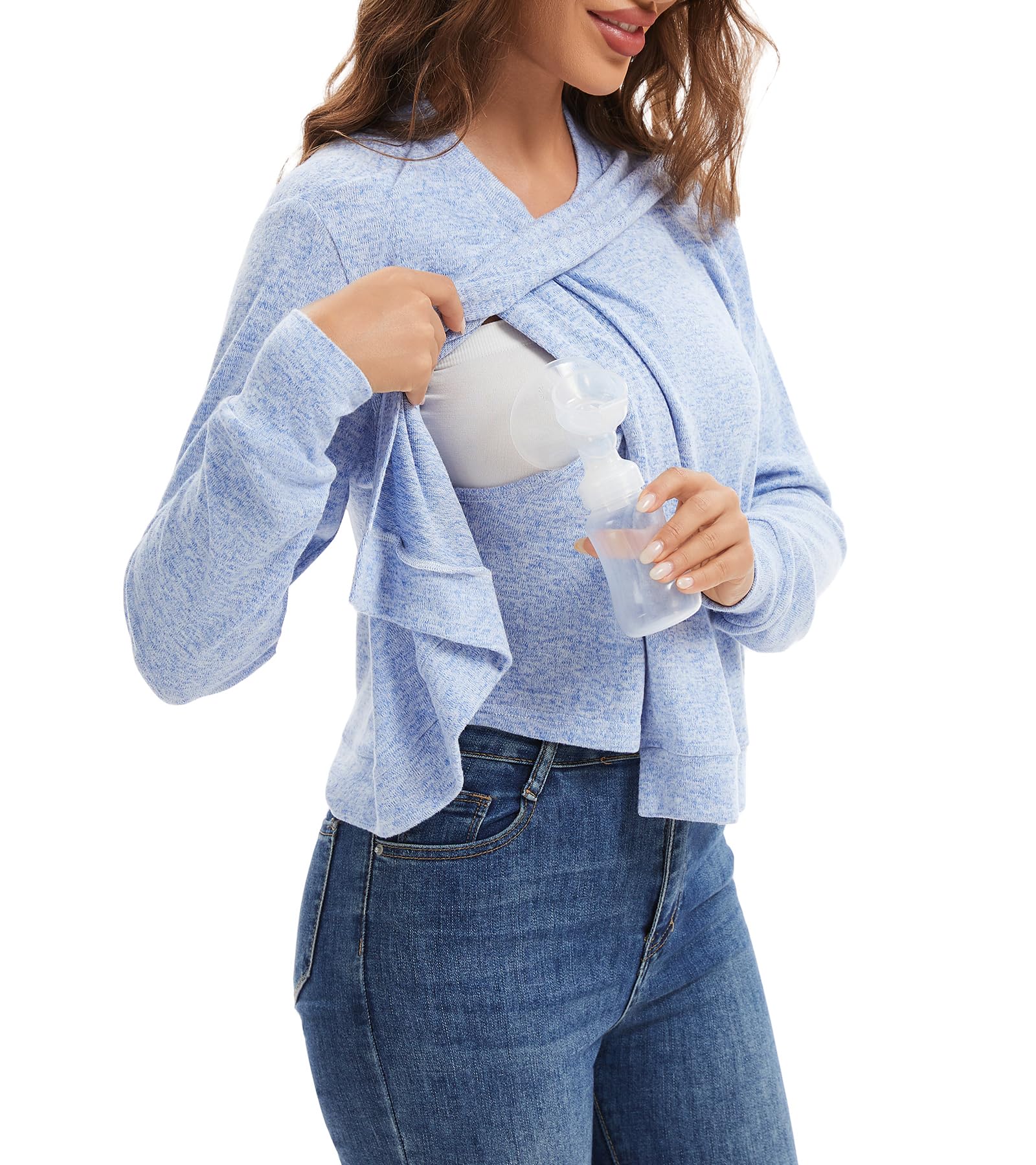 Sosolism Camisetas de Lactancia para Mujer Manga Larga Prendas de Lactancia