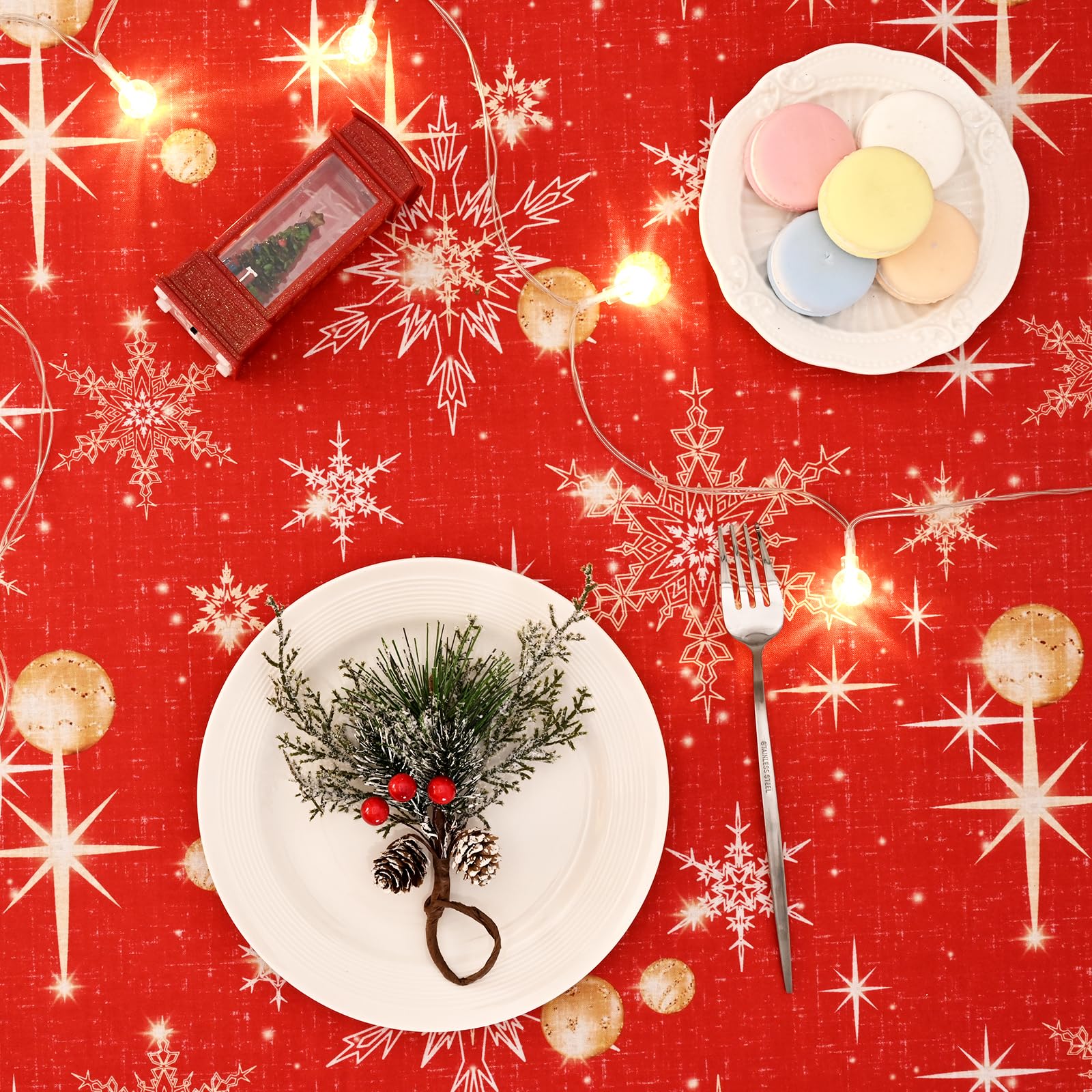 Tafelkleden Met Kerstmotief - Tafelkleed In Het Midden Met Kerstmotief Feestelijk Tafellinnen Voor Op Tafel Adventskrans Afwasbaar Tafelkleed Ca 80 X 80 Cm