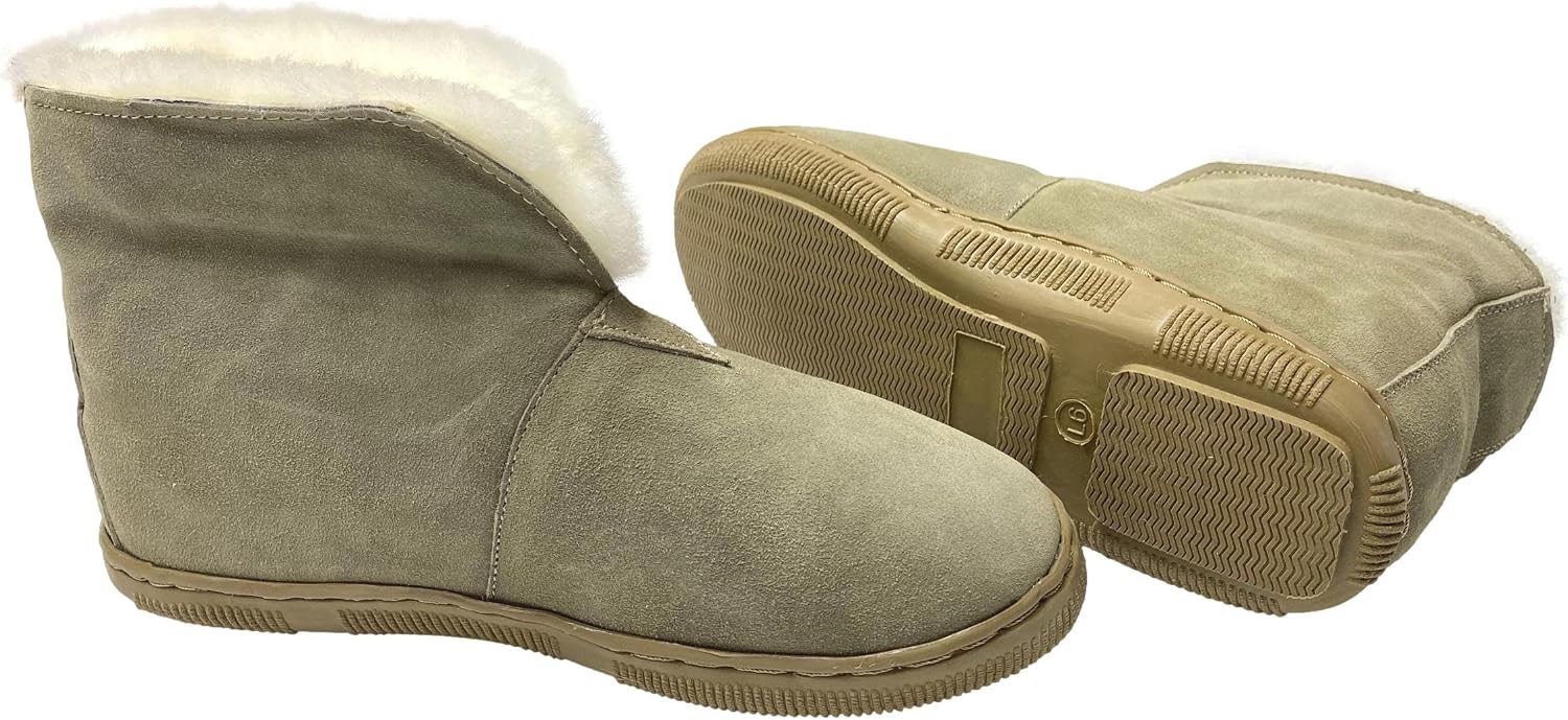 Men’s Toasty Camp Slippers - Hard Sole Genuine Sheepskin Booties - Warm Shearling boots for Indoors and Outdoors