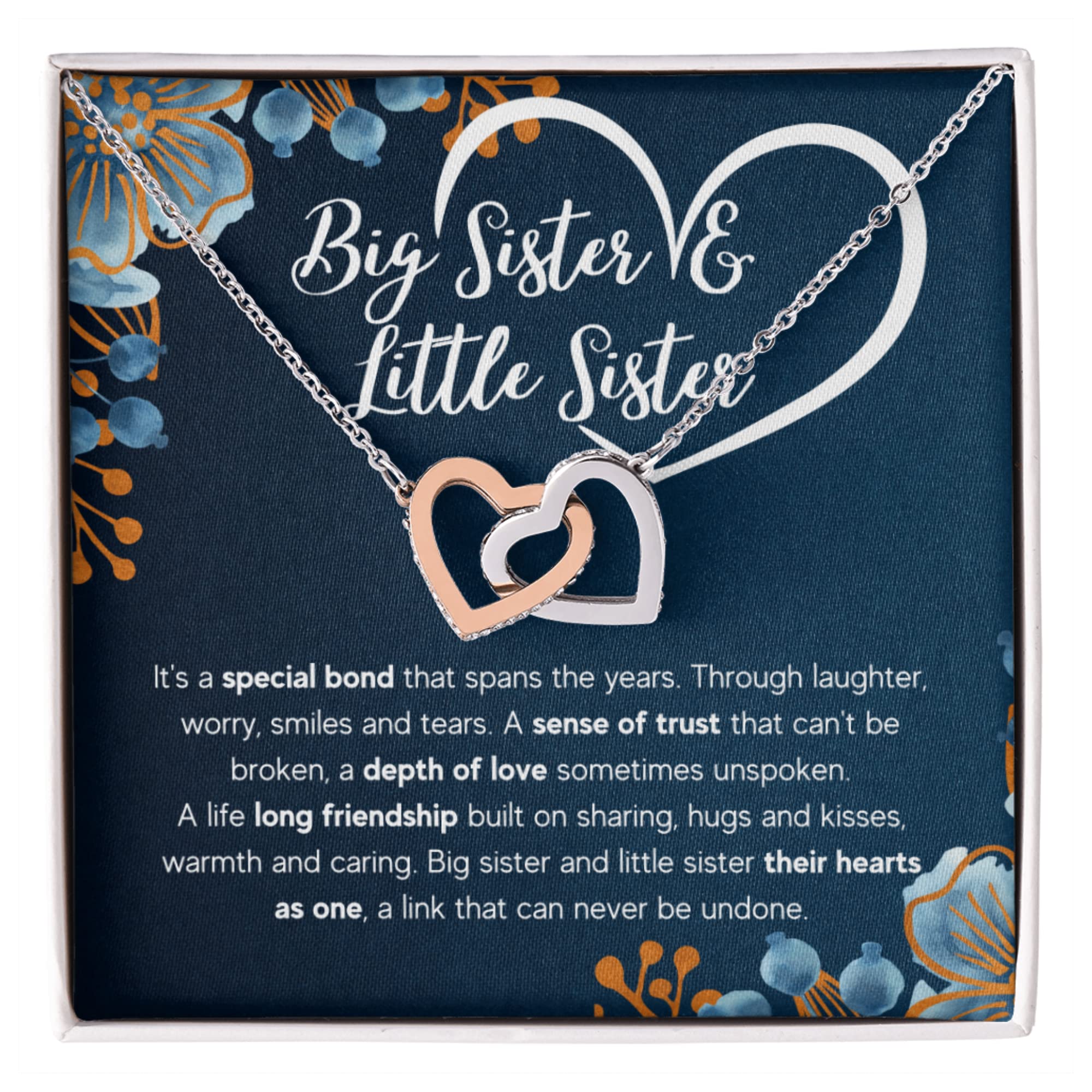 To My Sis Necklace – 14K White Gold Pendant with Message Card and Gift Box, Meaningful Jewelry Gift for Birthday, Christmas or Graduation